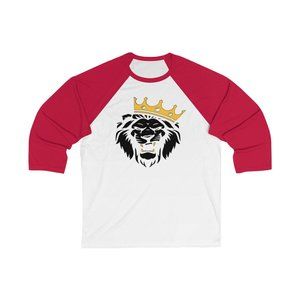 SBC Black & Gold Lion Unisex 3/4 Sleeve Red Baseball Tee
